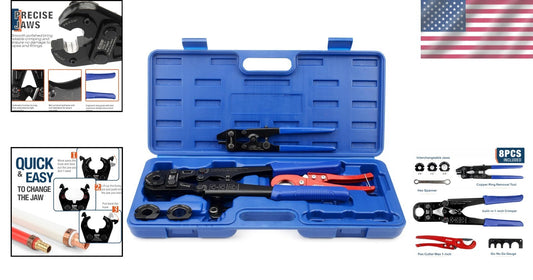 iCrimp PEX and Copper Crimping Tool Kit for 3/8 to 1-inch Pipes - Compact Design