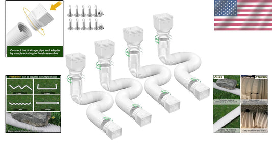 Durable Downspout Drain Pipe Extensions with Adapters - 21-66 Inches Adjustable
