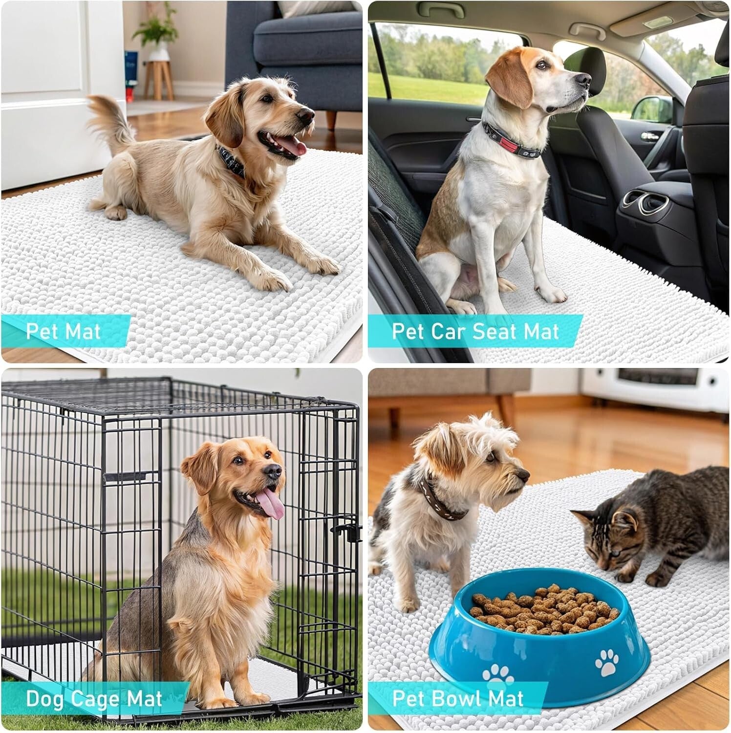 Soft Chenille Absorbent Non-Slip Dog Mat 59x35 - Elegant Indoor Carpet