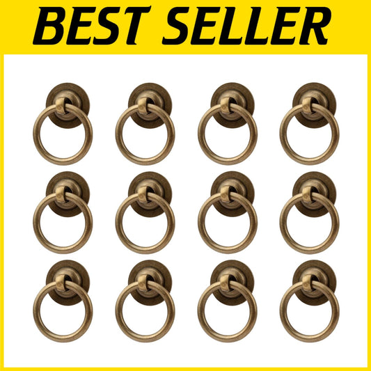 12 Elegant Antique Brass Ring Pulls for Cabinets - Effortless Installation