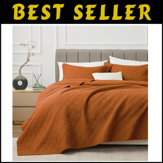 3-Piece King Size Coverlet Set in Soft Umber - Modern Elegance for Your Bedroom