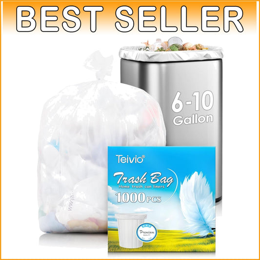 1200 Count Medium Trash Bags, 8 Gallon Clear Bin Liners for Everyday Cleanup
