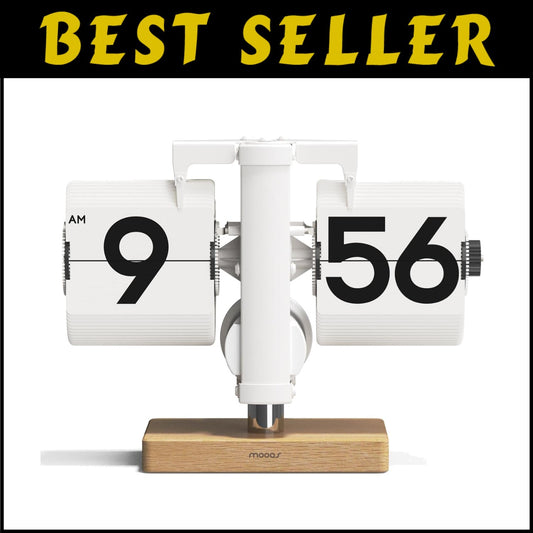Cordless Wood Mini Flip Desk Clock with Large Numbers - Ideal for Any Setting