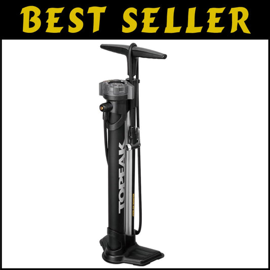 Premium Black Floor Air Pump - Extra-Long Hose for Easy Valve Connection