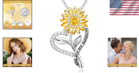 Beautiful S925 Silver Sunflower Necklace with Gold Plating for Special Occasions