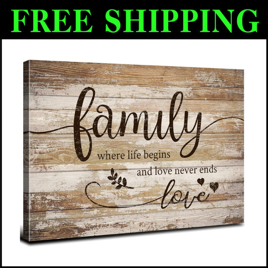 Vintage-Inspired Family Canvas Wall Art - Rustic 16x24” Home Accent Piece