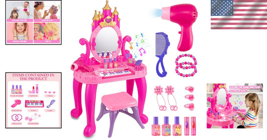 Delightful Vanity Makeup Table Set with Musical Organ for Little Girls' Dreams