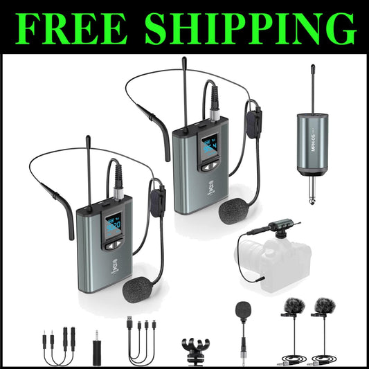 Versatile Wireless Microphone Set with Two Transmitters & Multiple Mics Included