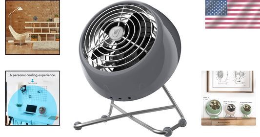 Vintage Metal VFAN Mini Fan - Adjustable Tilt & Quiet Airflow for Compact Spaces