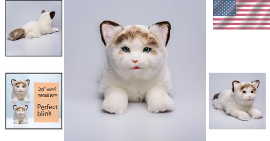 FluffyFun Realistic Stuffed Cat Robot: Plays & Interacts with Kids & Seniors