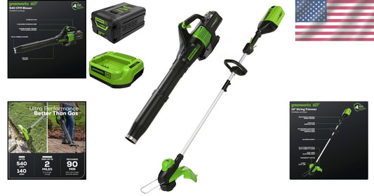 Eco-Friendly 60V Trimmer & 540 CFM Leaf Blower Combo Kit - Lightweight Design
