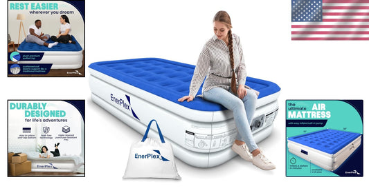 Durable Twin Air Mattress with Built-In Pump – Perfect for Camping & Home Use