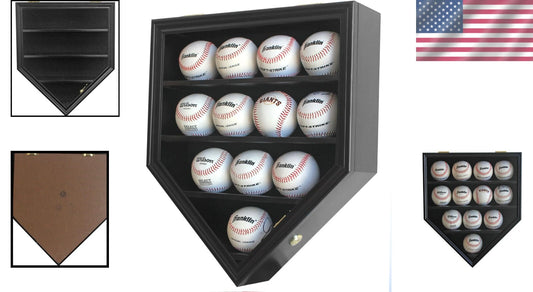 Wall-Mounted Baseball Display Case for 12 Balls with UV Protection & Locks