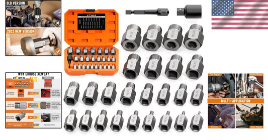 Multi-Application Screw Extractor Set - 27 PCS of 3/8" Drive Extractor Tools