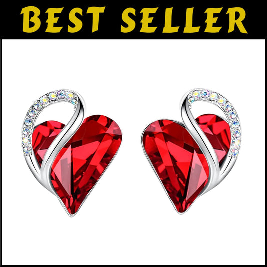 Regal Silver Plated Birthstone Earrings with Love Heart Design - June & July