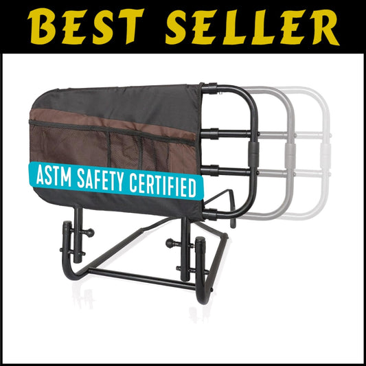 Easy-to-Use Safety Bed Rail for Elderly Adults – Folds for Caregiver Convenience