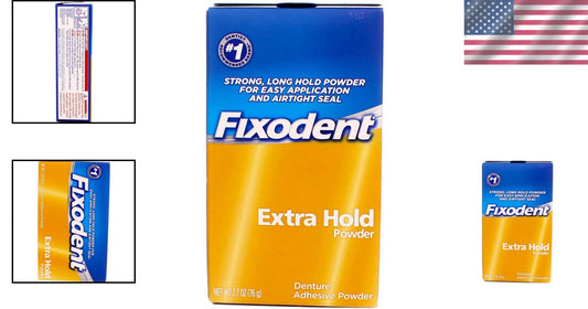 Extra Hold Denture Adhesive Powder - Lightweight 2.7 oz - Six Convenient Packs