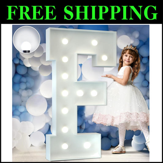 Modern 4FT Foam Marquee Letter F with Cool White Light – Ideal for Celebrations