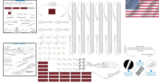 Complete Kitchen Lighting Solution: 6 PCS LED Under Cabinet Fixtures with Dimmer