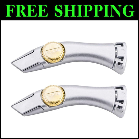 Premium 2 Pack Non-Retractable Roofing Knives with Durable Plastic Holster