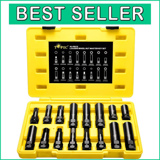 Effortless Wheel Maintenance with 16-Piece Lug Nut Key Set - Durable Steel