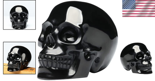 Gorgeous 5'' Black Obsidian Skull - Perfect for Halloween & Year-Round Décor