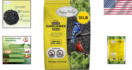 High-Protein 15 lbs Black Oil Sunflower Seeds - Year-Round Bird Care