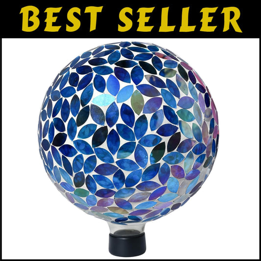 10-inch Artistic Mosaic Gazing Ball – Tranquil Lighting for Outdoor Spaces