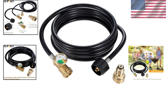 12 FT Propane Tank Extension Hose with Adapter & Leak Detector for Gas Grills