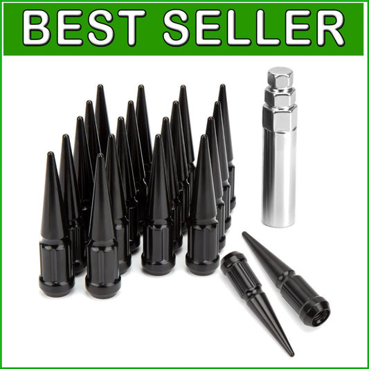12mmx1.5 Wheel Spike Lug Nuts – Durable Closed End Nuts with Socket Key
