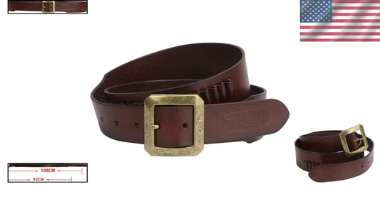 Adjustable 100% Leather Bandolier Belt for .22 Ammo - Unisex, 47-inch Size