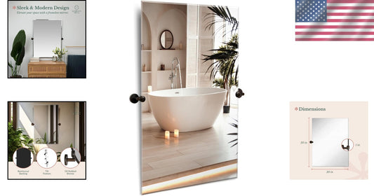 Stylish Adjustable Frameless Mirror with Rounded Brackets for Modern Homes
