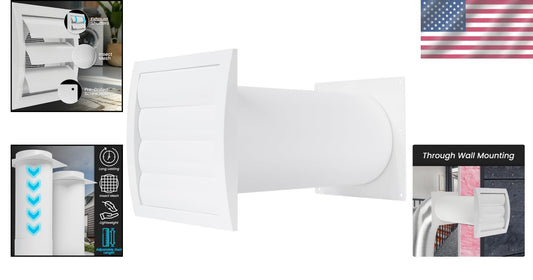 Louvered 5" Dryer Vent Cover Kit - Adjustable Length with Insect Protection