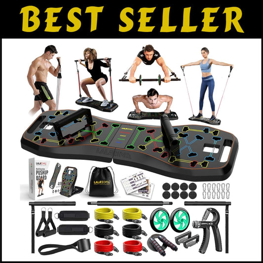 Ultimate Portable push Up Board with Resistance Bands for Chest & Back Training