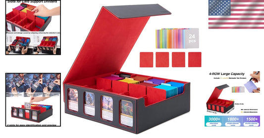 Versatile 3000+ Card Collection Box with Colorful Dividers & Play Mat Feature