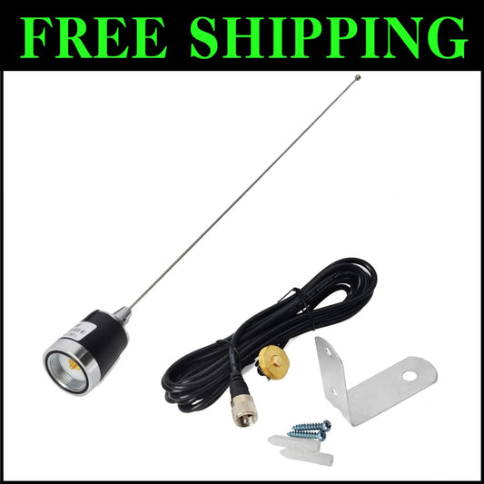 Stainless Steel NMO Antenna Kit - 21in VHF UHF Dual-Band with L Shape Bracket