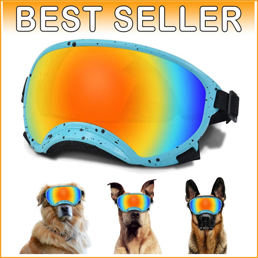 Large Adjustable Dog Sunglasses with UV Protection - Windproof Pet Eyewear