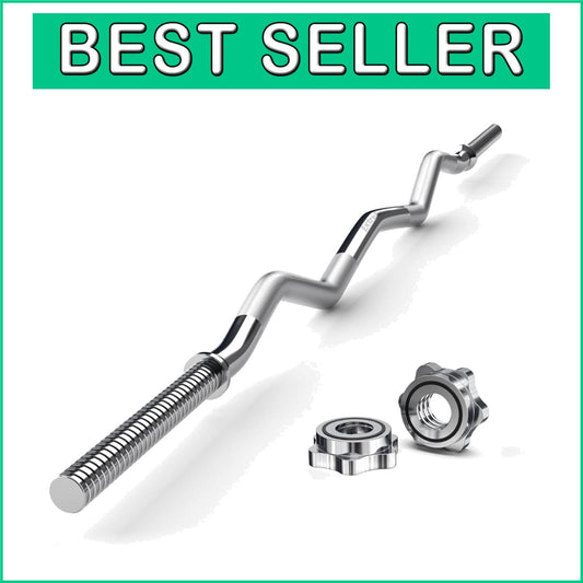 Nickel-Plated 47" EZ Curl Bar with Non-Slip Grip - Ideal for Strength Training