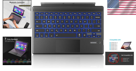 Surface Pro Type Cover: 7-Color LED Backlit Keyboard with Touchpad Functionality