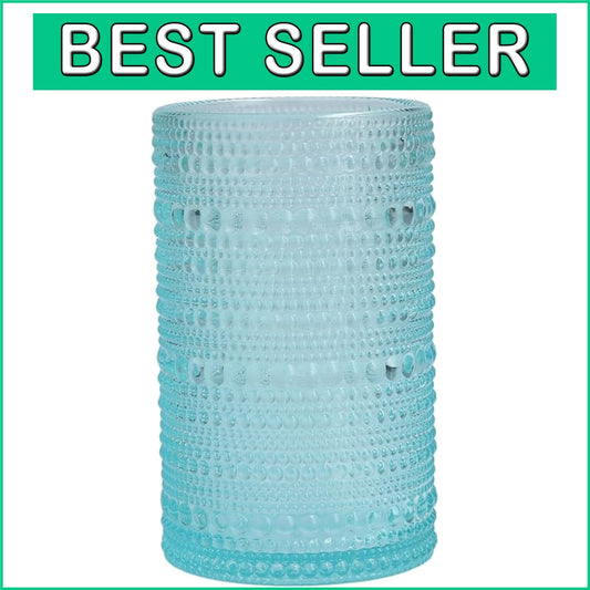 Elegant 13 Ounce Hobnail Glass Set of 6 - Dishwasher Safe Pool Blue Drinkware