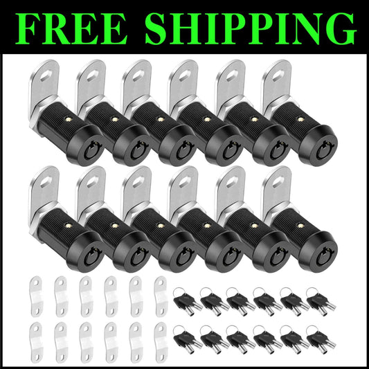 Durable 12 Pack Metal Cabinet Locks - Heavy-Duty Cam Locks with Gift Packaging