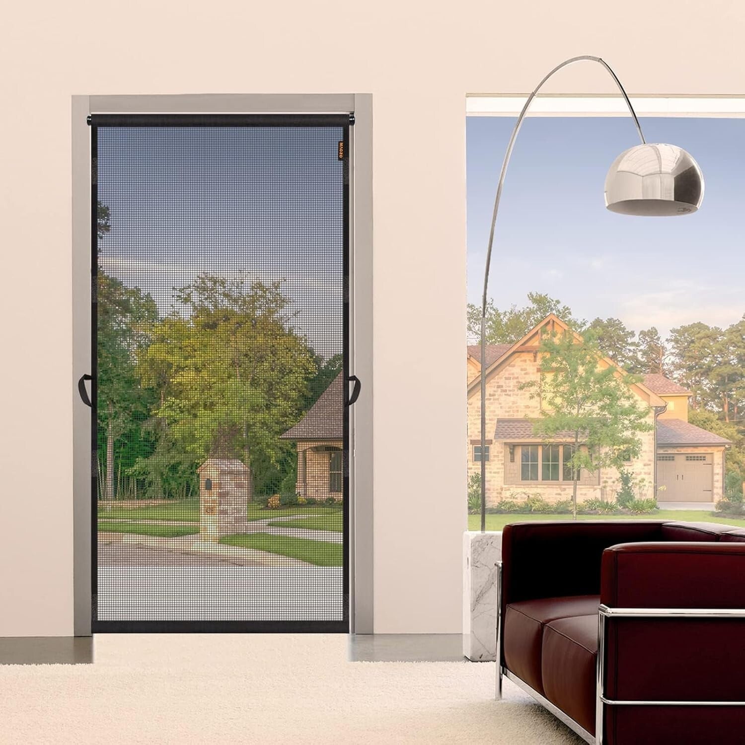 Stylish Heavy-Duty Screen Door 38" x 99" - Convenient Pet Access & Fresh Air