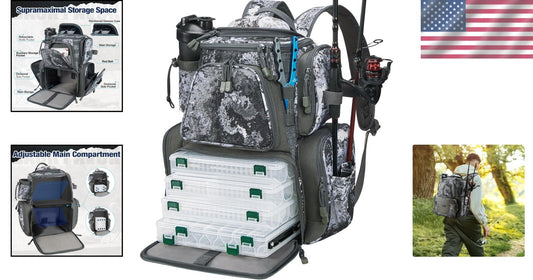Affordable Fishing Tackle Backpack - 4 Trays, 1200D Nylon, Ultimate Organization