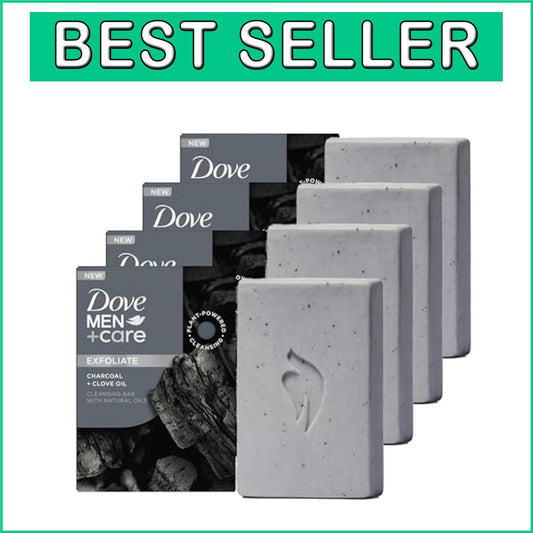 Cruelty-Free Dove Men+Care Charcoal Cleansing Bar - 4 Count for Daily Use