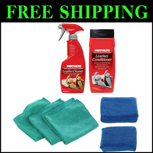 Quick Leather Cleaning Kit: 2 Bottles, 2 Microfiber Sponges & Applicator Towels