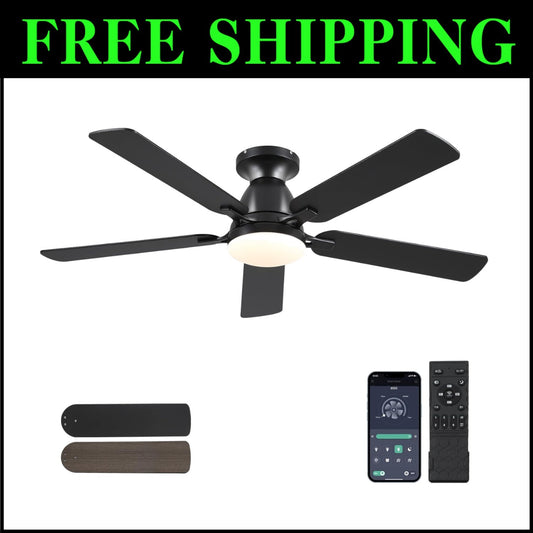 Elegant 52-Inch Indoor Ceiling Fan with Lights & Remote - Modern Black Finish