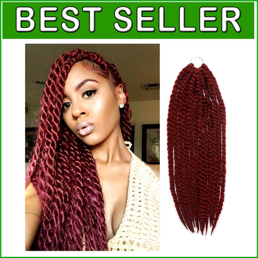 Tangle-Free Jumbo Senegalese Twist Braid Hair, 24 Inch Burgundy - 6 Pack Bundle
