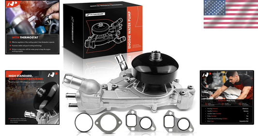 Engine Water Pump with Thermostat & Gasket for Chevy GMC Cadillac 4.8L-6.0L