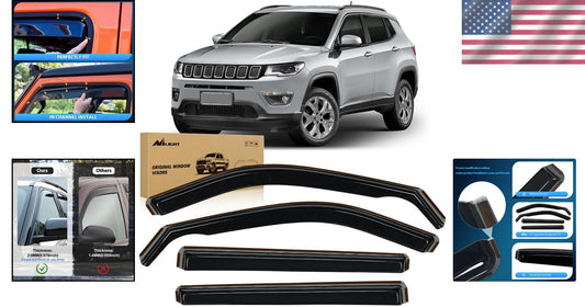 4PCS Jeep Compass Rain Guards (2017-2024) - Shatterproof Acrylic Window Visors