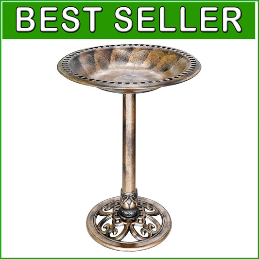 Durable Weather-Resistant 28'' Polyresin Garden Bird Bath with Elegant Design